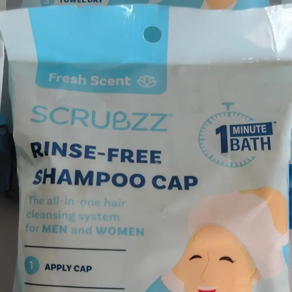 Scrubzz Rinse-Free Shampoo Cap 6pk Fresh Scent Elder Care Travel